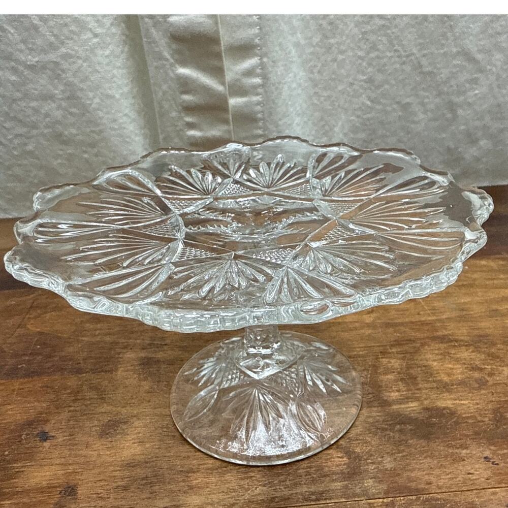 Antique Early American Pattern Glass (EAPG) Cake Stand By Bryce Higbee & Co.